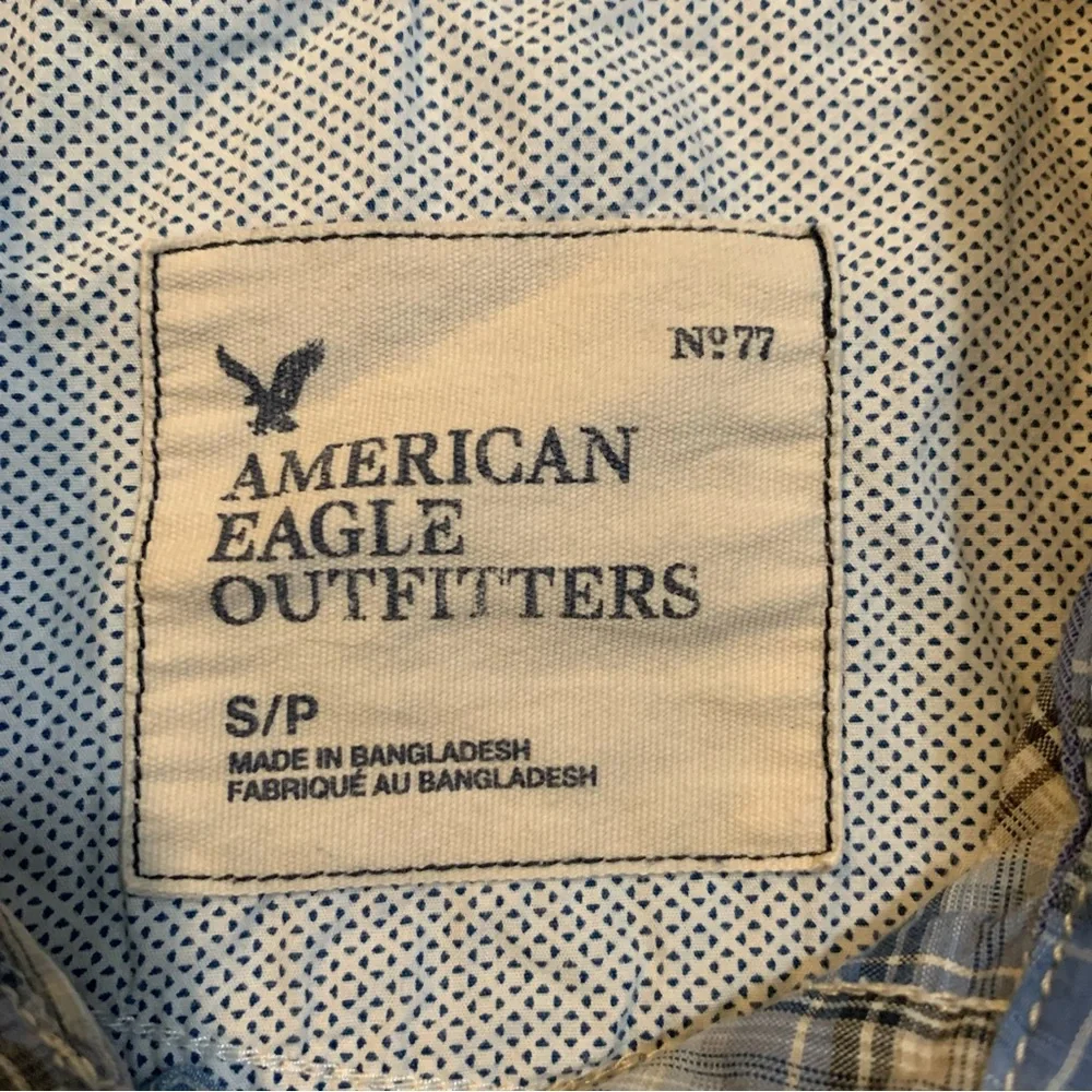 Men’s American Eagle Vintage Fit Plaid Snap Button Shirt Small Western Cowboy - Picture 6 of 8